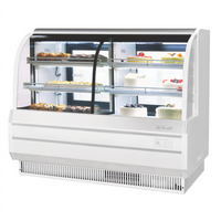 Turbo Air 60-1/2 Inch Curved Glass Self-Contained Combination Bakery Display Case with Refrigerated and Dry Sections