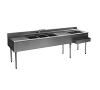 Eagle 2200 Series 10-Foot Underbar 4-Compartment Combination Unit with Dual Ice Bins, Drainboards and Faucets