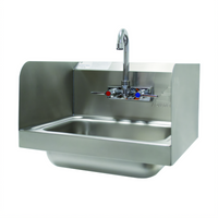 Advance Tabco Wall-Mounted Hand Sink with 14-Inch x 10-Inch Bowl, Side Splashes, and Splash-Mounted Faucet