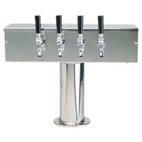 Micro Matic DS-354-PSS T-Style Countertop Air-Cooled Draft Beer Tower, 4 Faucets, Polished Stainless Steel