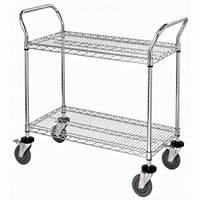 Quantum 2-Shelf Gray Epoxy Antimicrobial Wire Utility Cart, 48 x 24 x 37-1/2 Inches