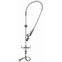 T&S Brass Low-Lead Single Hole Deck Mount Pre-Rinse Faucet Assembly with 24 Inch Riser and 0.65 GPM Spray Valve
