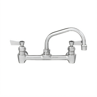 Stainless Steel Backsplash-Mount Faucet with 12-Inch Swing Spout and Lever Handles