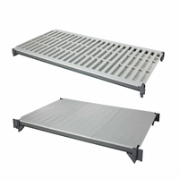 Cambro Camshelving Basics Plus 21-Inch x 42-Inch 5-Shelf Solid & Vented Polymer Shelf Kit, Brushed Graphite