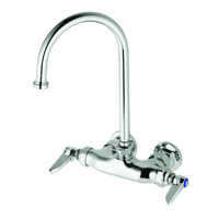 T&S Brass Splash-Mounted Swivel Gooseneck Faucet with Lever Handles, 3-3/8