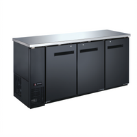 Omcan USA 73-Inch Three-Section Reach-In Back Bar Cooler with Solid Doors and Stainless Steel Top