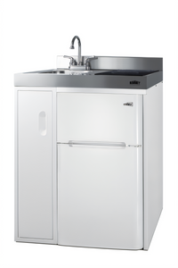 Summit Appliance 30-Inch 115V All-In-One Kitchenette with 2-Burner Induction Cooktop, Refrigerator-Freezer, Sink, and Storage Cabinet