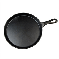 Winco 10-Inch Round Cast Iron Grill Pan with Black Coating