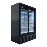 Beverage Air Marketeer Two-Section Reach-In Glass Door Merchandiser Refrigerator, Sliding Doors, 41.66 Cu. Ft., Bottom-Mount, Black