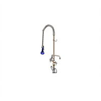 T&S Brass EasyInstall Single-Hole Deck-Mount Pre-Rinse Mixing Faucet with Add-On Faucet, 6-Inch Swing Nozzle, 24-Inch Riser and 44-Inch Hose