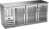 Beverage Air 72-Inch Three-Section Glass Door Back Bar Cooler with Stainless Steel Top