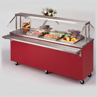 Dinex Reflections Mobile Solid Top Serving Counter with Stainless Steel Top, Enclosed Base, 74 x 30 x 36 Inches