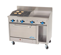 Comstock-Castle F3430-24-2RB 48-Inch Gas Range with 24-Inch Griddle, 24-Inch Char-Broiler, 31-Inch Oven, and Cabinet Base