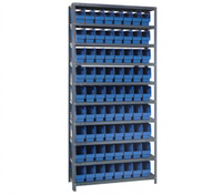Quantum Heavy-Duty Stationary Wire Shelving Unit with 10 Shelves and 72 Included Bins, 36