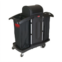 Rubbermaid Commercial Compact Housekeeping Cart with Locking Security Hood and 5 Cu. Ft. Cabinet