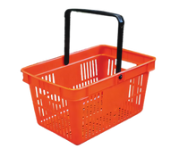 Omcan Red Plastic Shopping Basket with Black Handles, 35 lb Capacity