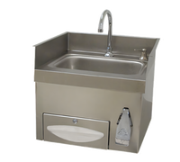 Advance Tabco Recessed Countertop Hand Sink with Knee-Operated Gooseneck Faucet, Paper Towel & Soap Dispensers, 14 x 10 x 5 Inch Bowl, 304 Stainless Steel