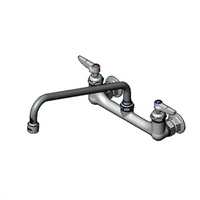 T&S Brass Double-Handle Wall-Mount Pantry Faucet, 8-Inch Centers, 12-Inch Swing Nozzle, 1.0 GPM