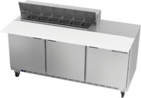 Beverage-Air 72-Inch Three-Section Sandwich Prep Table with 17-Inch Cutting Board and 12-Pan Top