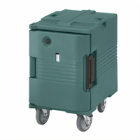 Cambro Ultra Pan Carrier H-Series Heated Front-Loading Food Pan Carrier with Casters, 1 Compartment, Granite Green, 110V