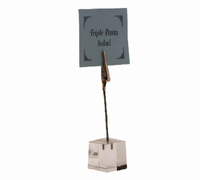 Clear Acrylic Alligator Clip Menu Card Holder with Square Base, 4.25 Inch
