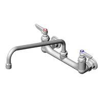 T&S Brass Double Pantry Wall Mount Mixing Faucet, 8-Inch Centers, 12-Inch Swing Nozzle