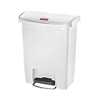 Rubbermaid Slim Jim 8 Gallon White Resin Step-On Bathroom Trash Can