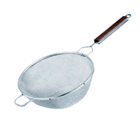 8-Inch Stainless Steel Single Mesh Strainer with Dark Hardwood Inset Handle