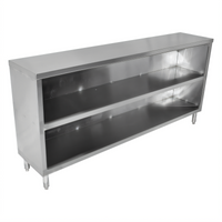 John Boos Open Front Stainless Steel Dish Cabinet with Mid-Shelf, 108 Inch W x 15 Inch D x 35 Inch H