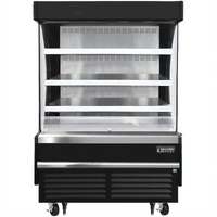 Everest Refrigeration 48-Inch Vertical Open Air Merchandiser, Short 28-Inch Deep, 12.2 Cu. Ft., Self-Contained R-290, Black