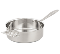 Vollrath Intrigue 6 Quart 18-8 Stainless Steel Induction-Ready Saute Pan with Helper Handle