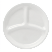 Corelle Essentials Divided Round Vitrelle Glass Dinner Plate, 8-1/2 Inch, White, Case of 24