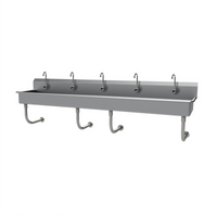 Advance Tabco 5-Station Wall-Mounted Multiwash Hand Sink with 5 Electronic Faucets, 100 Inches