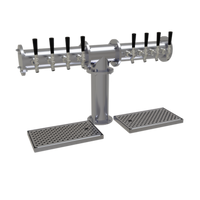 Glastender Pipe Tee Countertop Air-Cooled Draft Dispensing Tower with 8 Stainless Steel Faucets, Grainline Finish