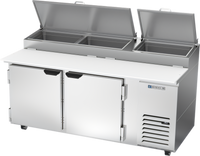 Beverage-Air DP72HC Two-Section Pizza Prep Table Refrigerated Counter, 72-Inch, 2-Door, Side-Mounted Self-Contained R290