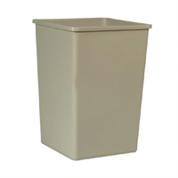Rubbermaid Commercial Products Untouchable 35 Gallon Square Open-Top Bathroom Trash Can, Beige