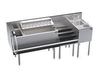 Krowne Royal Series 74-Inch Stainless Steel Underbar Workstation with Ice Bin, Speedrail, Soda Gun Holder, and Hand Sink