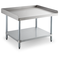 Steel Works Stainless 24 Inch x 30 Inch x 24 Inch Open Base Stainless Steel Equipment Stand with Undershelf and 2-Inch Turn-Up