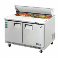 Everest Refrigeration EPBNR2 Two-Section Sandwich Prep Table, 47-1/2 Inch, 13 Cu. Ft., Rear-Mounted Self-Contained R290 Refrigeration