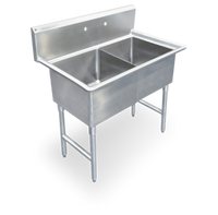 Steel Works Stainless 2-Compartment 18-Gauge 304 Stainless Steel Commercial Sink with Legs and No Drainboard