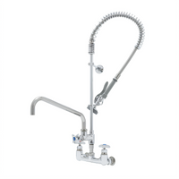 T&S Brass Big-Flo 8-Inch Wall Mount Add-On Mixing Faucet with 14-Inch Swing Nozzle and Pre-Rinse Spray Valve
