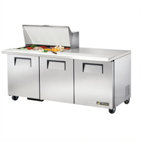 True Manufacturing 72-Inch Mega Top Three-Section Sandwich/Salad Prep Table with 15 1/6-Pan Capacity