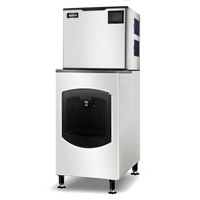 Omcan Cube-Style Floor Model Ice Maker/Dispenser with 220 lb Built-In Bin and Self-Contained Condenser