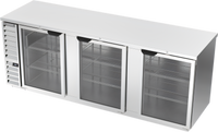 Beverage-Air 94-Inch Three-Section Food-Rated Back Bar Refrigerator with Glass Doors
