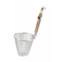 Winco Deep Bowl Single Mesh Strainer with Wooden Handle, 5-1/2-Inch Bowl Diameter