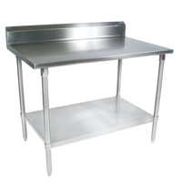 John Boos Stallion 96-Inch x 30-Inch Stainless Steel Work Table with 5-Inch Backsplash, Safety Edge, and Adjustable Undershelf