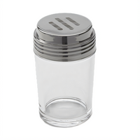 American Metalcraft 6 oz Contemporary Clear Glass Spice Shaker with Slotted Stainless Steel Top