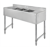 Klinger's Trading 60-Inch 3-Compartment Stainless Steel Deli Sink with Dual Drainboards and Faucet