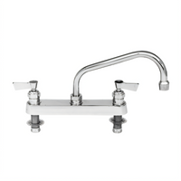 Fisher Stainless Steel Deck-Mount Manual Faucet with 12-Inch Swing Spout, 8-Inch Centers