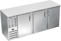 Beverage-Air BBN78HC-S 78-Inch Three-Section Shallow-Depth Back Bar Refrigerator with Solid Doors